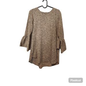 Ces Femme Beige Leopard Print Bell Sleeve Tunic
